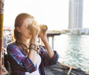 Sticker - Girl Adventure Hangout Traveling Holiday Photography Concept