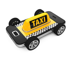 Canvas Print - Taxi Car Sign on Smartphone