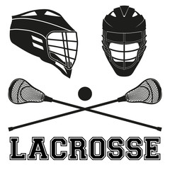 Lacrosse sticks and helmets. Flat style