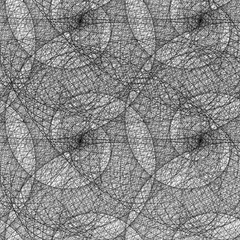 Poster - Monochrome seamless wired swirl fractal pattern