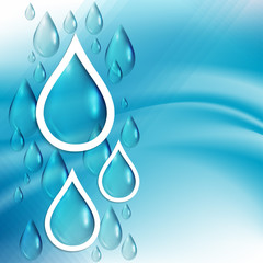 Poster - abstract background with water drops on blue.