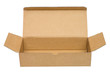 © arkstart - Open brown packing cardboard box. Isolated on white background. Front view. No shadow.