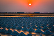 sunset over the salt field in thailand