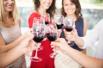 Group of friends having wine