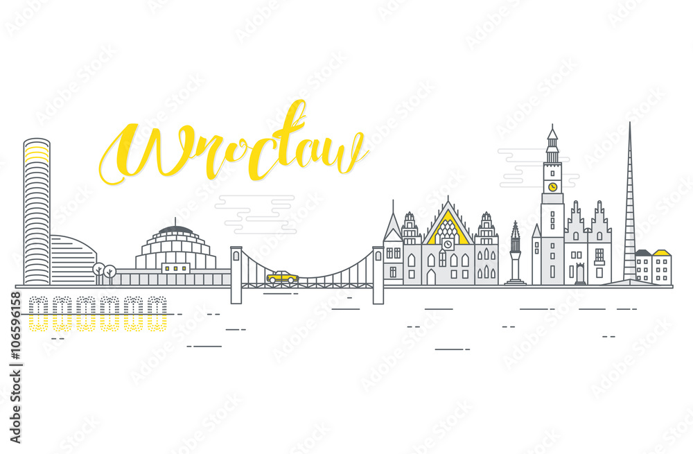 Panorama miasta Wrocław - obrazy, fototapety, plakaty 