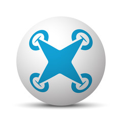Wall Mural - blue drone quadcopter icon on sphere on white background