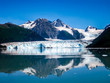 Columbia Glacier is mirrored to the Sea, Prince William Sound, Alaska, USA, America. View cruise .