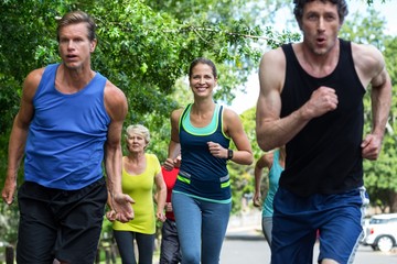 Marathon athletes running