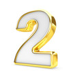 © santypan - 3d gold - white number 2 two isolated white background.