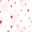 Vector seamless pattern with hearts different shades of red, Good for Valentine's Day cards, wedding invitations, etc.