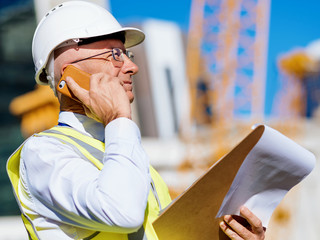 Wall Mural - Engineer builder at construction site