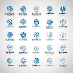Wall Mural - Sphere Icons Set-Isolated On Gray Background-Vector Illustration,Graphic Design. Different Logotype Template