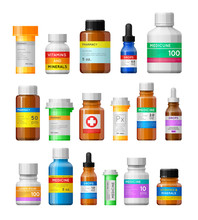 Set Of Medicine Bottles With Labels