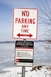 No parking and invasive species sign