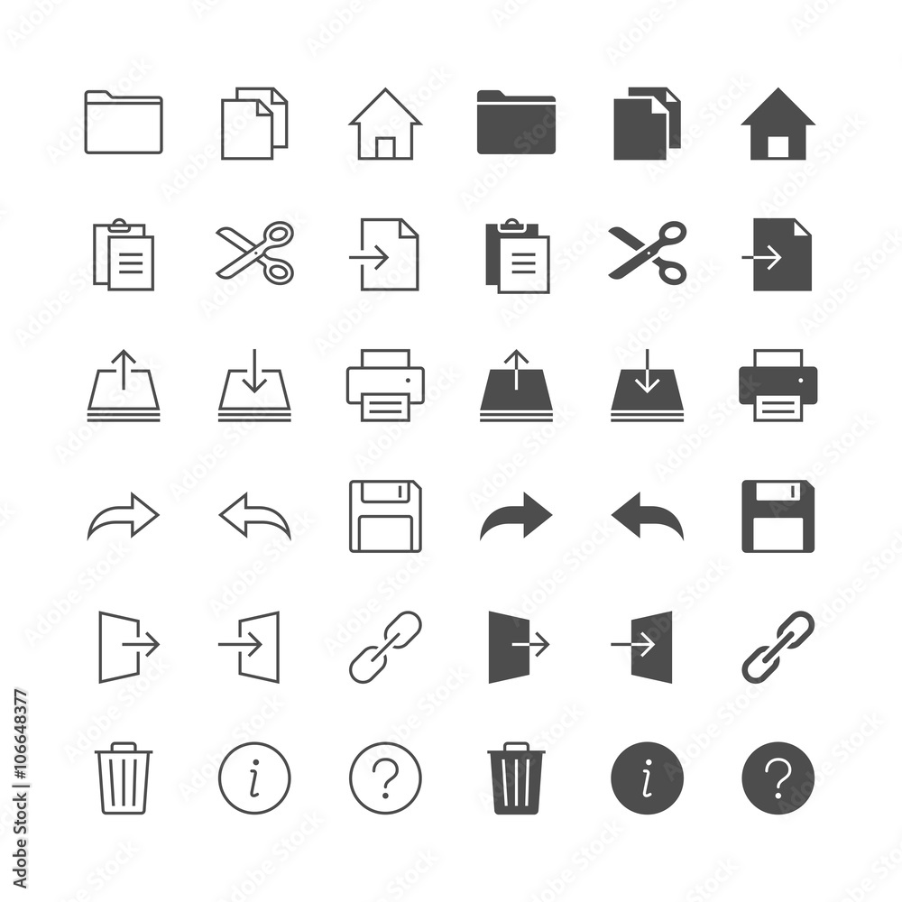 Application toolbar icons, included normal and enable state. Stock ...