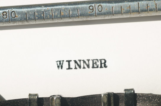Word winner typed on  typewriter