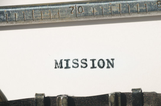 Word mission typed on  typewriter