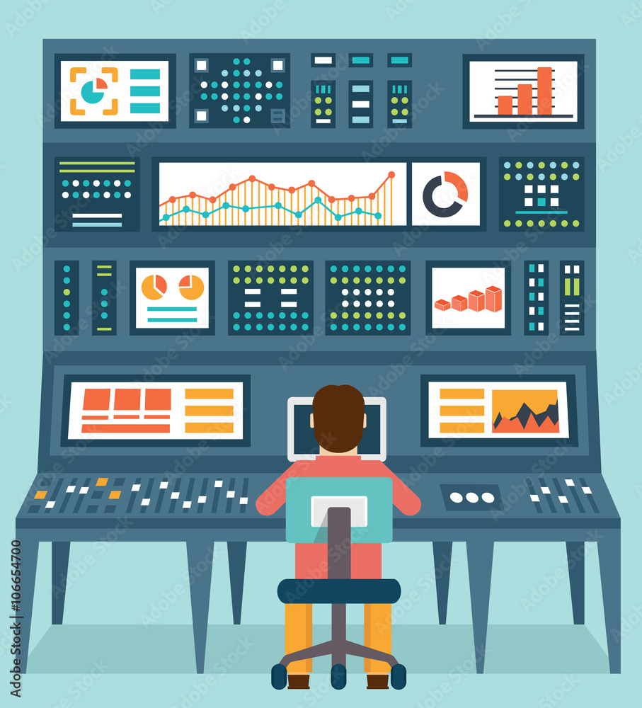 Vector flat concept of analytics information and data handling Stock ...