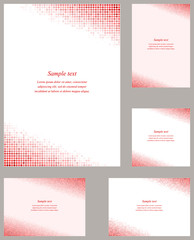 Poster - Red circle mosaic page corner design set