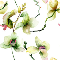 Poster - Seamless pattern with Beautiful orchid