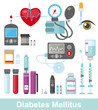 Diabetes flat medical color icon set