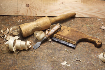 Wall Mural - carpenter working with plane on wooden