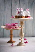Baskets With A Cream On Stand