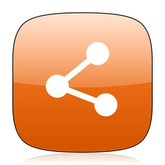 Fototapete - share orange square web design glossy icon