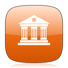 Poster - museum orange square web design glossy icon