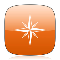 Poster - compass orange square web design glossy icon