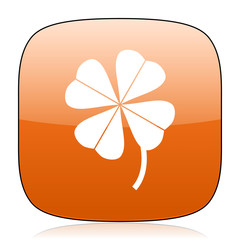 Aufkleber - four-leaf clover orange square web design glossy icon