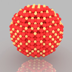 Sticker - Small red and yellow nanoparticle with crystal atoms