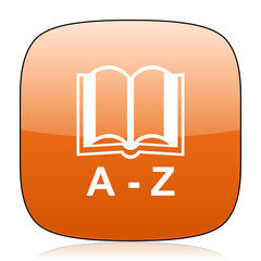 Aufkleber - dictionary orange square web design glossy icon
