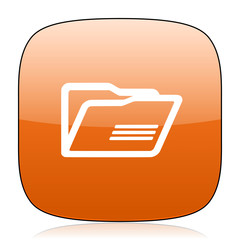 Aufkleber - folder orange square web design glossy icon