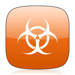 Aufkleber - biohazard orange square web design glossy icon