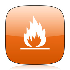 Poster - flame orange square web design glossy icon