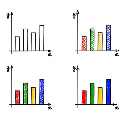 Trendy hand-drawn vector bar graph