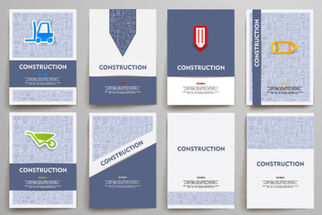 Poster - Corporate identity vector templates set with doodles construction theme