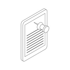 Poster - Note paper and pin icon, isometric 3d style