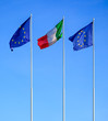 EU and Italian flags in the wind