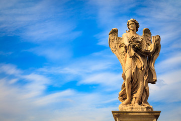 Angel statue by Bernini along Sant'Angelo bridge in Rome