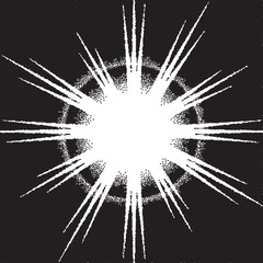 Poster - Retro dotwork sunburst or explosion with rays