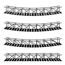Vector Simple Rope Suspension Hanging Bridge Black Symbol