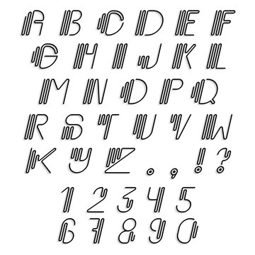 Original curved latin alphabet set. 
