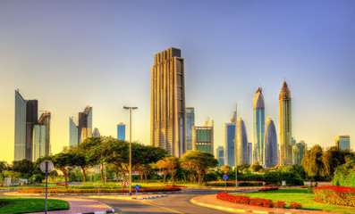 Canvas Print - View of skyscrapers in Downtown Dubai - UAE