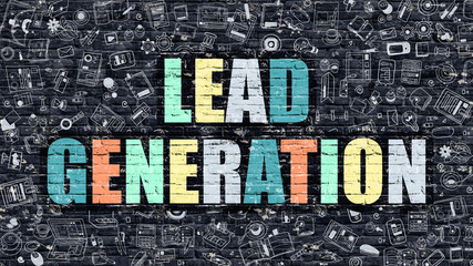 Wall Mural - lead generation concept. lead generation drawn on dark wall. lead generation in multicolor. lead gen