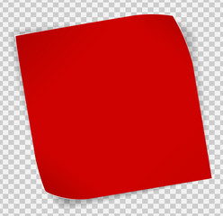 Red paper sticker over transparent background