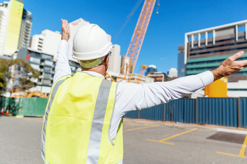 Engineer builder at construction site