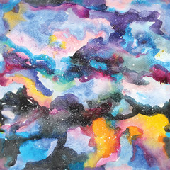 Wall Mural - watercolor galaxy illustration. seamless pattern.