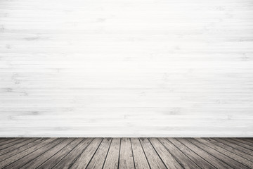 Empty room of white wall and wooden floor